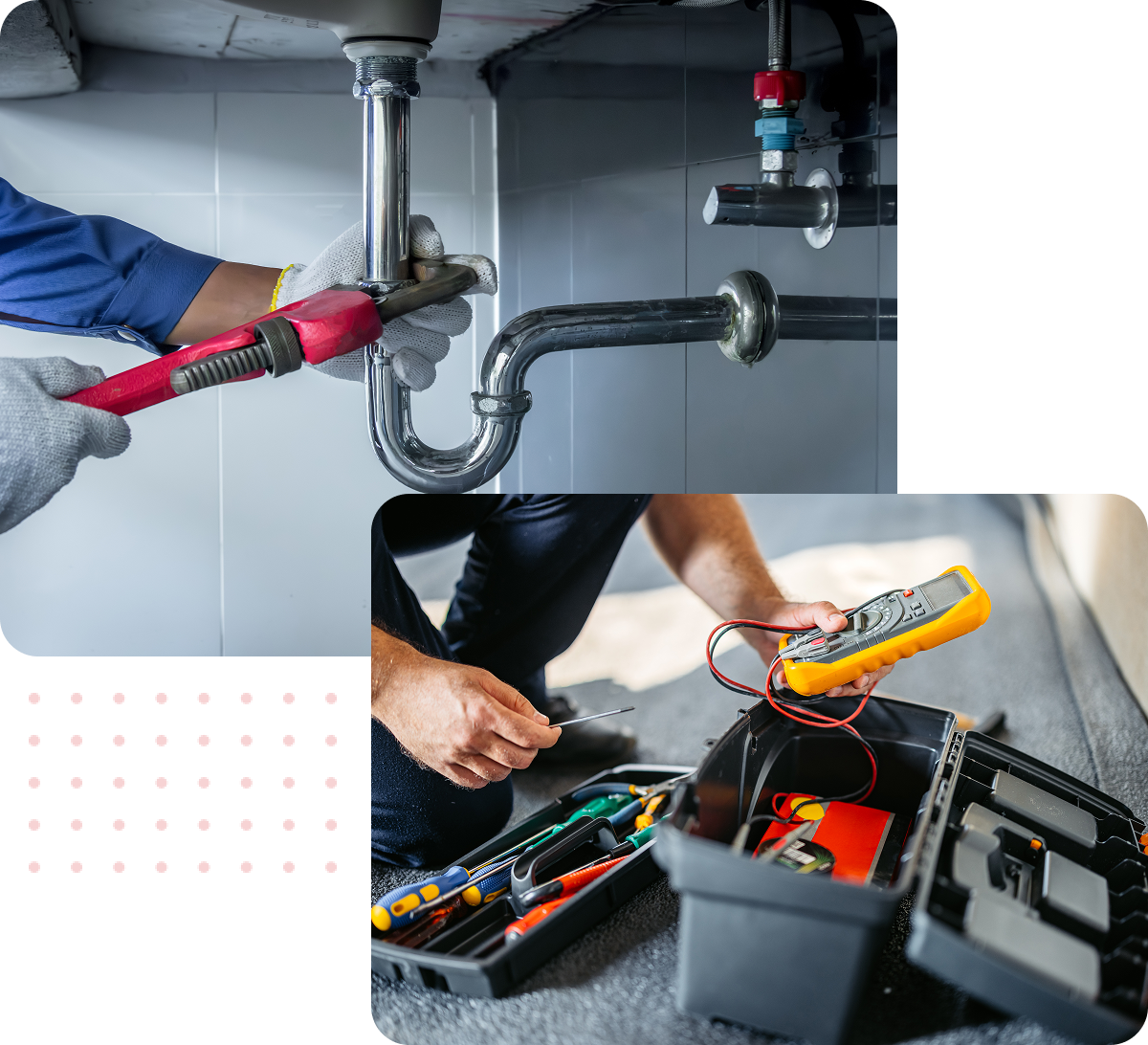 Repair tools and equipment in use